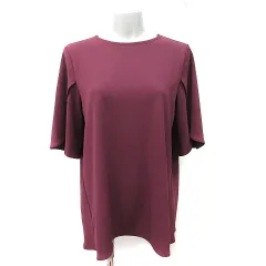 オペークドットクリップ OPAQUE.CLIP ブラウス チュニック 半袖 38 M 赤 ボルドー /YI