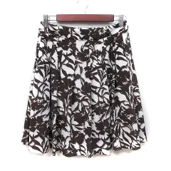 アナトリエ ANATELIER フレアスカート ひざ丈 総柄 38 M 茶 ブラウン 白 ホワイト /YI