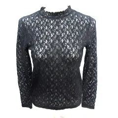 カプリシューレマージュ CAPRICIEUX LE'MAGE カットソー ハイネック シアー 総レース ナイロン 長袖 F 黒 ブラック /AU