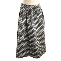クリスチャン・ディオール Christian Dior オブリーク総柄ロングスカート 127J24A2970 ネイビー ポリエステル レディース ロングスカート