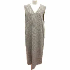 アーバンリサーチ ドアーズ URBAN RESEARCH DOORS ワンピース ロング Vネック 千鳥格子 ノースリーブ M ベージュ /YK