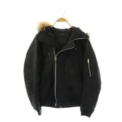 ナノユニバース nano universe 中綿ジャケット ブルゾン フード ナイロン ラクーンファー L ブラック /ES ■GY01