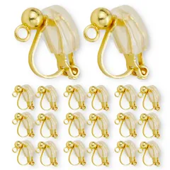 10ペア20個 アクセサリーパーツ 金具 付き カバー (ゴールド) シリコン カン付き クリップ式 丸玉 パーツ イヤリング