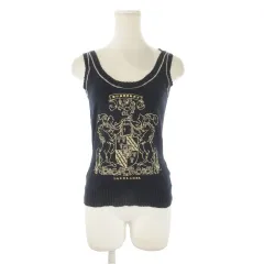 バーバリーブルーレーベル BURBERRY BLUE LABEL タンクトップ ニット プリント ハク 38 紺 ネイビー /CK49 ■GY99