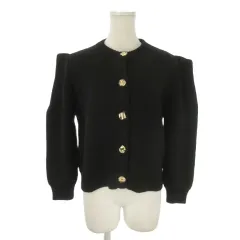 ザラ ZARA ニットカーディガン M 黒 ブラック クルーネック 長袖 金ボタン /AO30 ■GY99