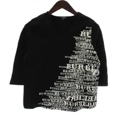 バーバリー ロンドン BURBERRY LONDON Tシャツ カットソー 七分袖 Vネック ロゴ プリント 15 黒 ブラック /XZ ■GY99