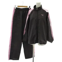 プーマ PUMA ウインドブレーカー セットアップ 上下 ジャケット ジップアップ パンツ イージー ロゴ 刺繍 M L 茶色 ブラウン ピンク /XZ ■GY99