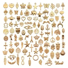 チャーム パーツ ペンダントトップ アクセサリーパーツ 100個入り KCゴールド DIY 手作りアクセサリー