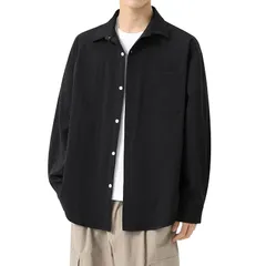 [W Wonyo] シワ加工 長袖シャツ メンズ 秋服 シンプル 無地 レギュラーカラー カジュアルシャツ 人気 トップス 製品洗い 上着 かっこいい服 薄手 軽量 さらさら速乾 ドライ しゃつ 大人 ロングスリーブ ブラウス ノーアイロン 羽織り オシャ 0