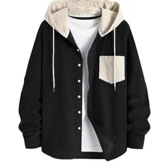 [STARZORA] パーカー メンズ フード付き スウェットシャツ ゆったり 長袖 ジップアップコート春服 秋服 冬服 大きいサイズ(ブラック、2ＸＬ) 0