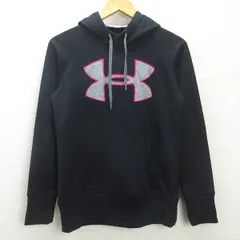 d■アンダーアーマー/UNDER ARMOUR スウェット ロゴパーカー 【MD】■黒/LADIES向き/112【中古】■