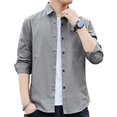 [Amyni] シャツ メンズ 長袖 ビジネス カジュアル チェック おしゃれ 大きいサイズ 1