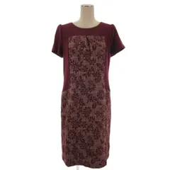 アリスバーリー Aylesbury 東京スタイル 花柄 ワンピース ひざ丈 半袖 ボルドー 9 ■GY12