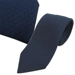 エルメス HERMES H織 ファソネ H柄 ネクタイ フランス製 シルク100％ ネイビー 紺