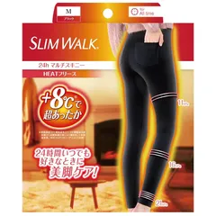 スリムウォーク 着圧レギンス 24h マルチスキニー HEAT フリース ブラック M 着圧 レギンス あったか レディース