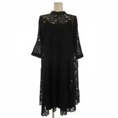 セルフォード CELFORD レース ワンピース ロング 七分袖 ブラック 36 ■GY12