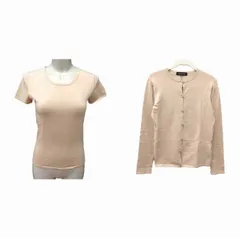 クイーンズコート QUEENS COURT アンサンブル カーディガン ニット カットソー 半袖 2 M ベージュ /YK