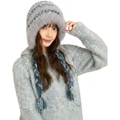 [Belle Iza Bella] ボア ニット キャップ 耳あて 付き レディース あったか もこもこ 防寒 フェイクファー ニット帽 裏ボア 厚手 パイロットキャップ 帽子 ぼうし にっと ビーニー ハット ワッチ ボン [グレー] [Free Size]