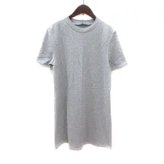 ザラ ZARA ニットワンピース ひざ丈 半袖 L グレー /MS