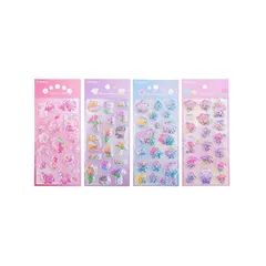 KRGNPLE 2026 年新モデル 実店舗品質 4 枚入り シャカシャカシール ぷっくり おはじき ぼんほんドロップシール 3D 立体 手帳装飾 DIY クリエイティブ ファッション 個性的 かわいい ギフト（セット 194） 0