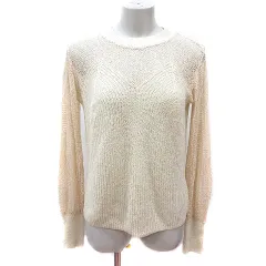 ココディール COCO DEAL ニット カットソー 長袖 切替 シアー 2 M ライトベージュ アイボリー /MN