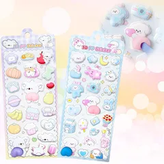 TattiOut 2026年新型更新中 シール ぷにぷに 2枚 おしりシール【改良を重ねた 10種類以上】立体 ぷくぷく やわらかい スクイーズシール ぷっくり デコシール 3D 手帳デコ ごほうび ステッカー 猫 ウサギ 犬 象 コアラ 癒し 推し活デコ 1