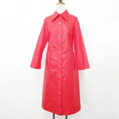 コート レインコート ロング シャツカラー ベルト ポーチ ナイロン 赤 レッド 9号