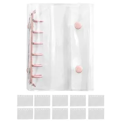 シール帳 透明 女の子 Mocasa シール帳 バインダー はがせる a7 シール収納 推し活グッズ （ピンク) 0