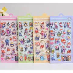 【4枚セット】水入りシール Ninrikidy ズートピア ウォーター ぷっくり ステッカーおしゃれ デコシール 女の子 貼り付け可能 手芸用品 携帯電話飾り用 手帳用 DIY用 日記帳用 貼り付け可能（Aセット） 0