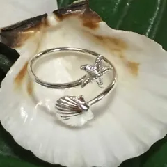 ハワイアンジュエリー リング シルバー トゥーリング スターフィッシュ シェル ピンキーリングアクセサリー 足用 指輪 ハワジュ ギフト