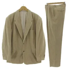 パパス Papas コーデュロイ セットアップ スーツ ジャケット テーラードカラー シングル 2B パンツ タック 日本製 コットン ベージュ M XL