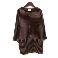 ロペピクニック ROPE Picnic ノーカラージャケット ボーダー 38 M 茶 ブラウン 黒 ブラック /YI