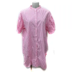 ディスコート Discoat シャツワンピース ひざ丈 バンドカラー 半袖 F ピンク /YI