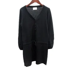 クミキョク 組曲 KUMIKYOKU ニット ワンピース ミニ ヘンリーネック ウール 長袖 2 M 黒 ブラック /AU