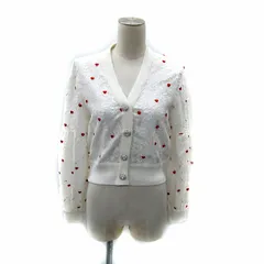 ダブルスタンダードクロージング ダブスタ DOUBLE STANDARD CLOTHING ハート刺繍レースカーディガン ミドル丈 Vネック シースルー 36 S 白 ホワイト 0209-590-241A /SY19 IBO83