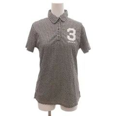 アディダス adidas ゴルフウェア ポロシャツ M 黒 ブラック 白 ホワイト ハニカム柄 半袖 数字プリント ECF001 /KR ■ECF001