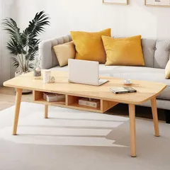 FRSTONE ローテーブル テーブル 一人暮らし 幅100cm 机 低い 収納付き 長方形 コーヒーテーブル デスク センターテーブル コンパクト 木製 シンプル 可愛い おしゃれ インテリア リビング 組立簡単 (収納付き 幅100cm, 【ナチュラル】/