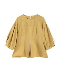 新品 [ナチュラルビューティーベーシック] ペプラムフォルムブラウス【イエロー/Free Size】