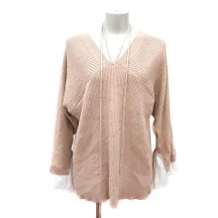 ココディール COCO DEAL ニット セーター Vネック 長袖 リブ 切替 2 M ベージュ /MN