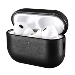 ◆AirPods Pro 3 用 ケース 本革レザーケース (2025年9月発売専用) 耐衝撃 落下防止 エアーポッズ プロ 3保護ケース 分離式 全面保護 ワイヤレス充電対応 LEDライト可視(ブラック) 6017de88