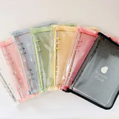 A5 6穴 クリアバインダー ワンポケットリフィル10枚付き♡大人気♡ラメ入り シール帳　家計簿　バインダー貯金にも