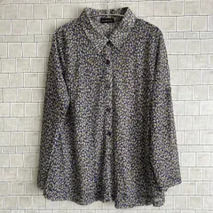 ルプア　RUPUAU　シャツ　長袖　花柄　ネイビー系　M～Lサイズ