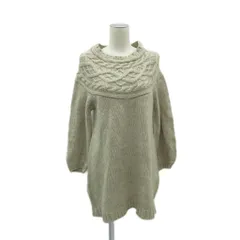 アースミュージック&エコロジー EARTH MUSIC & ECOLOGY チュニック ニット M ライトベージュ 長袖 ラウンドネック ケーブル編み /YS38 ■ECC001