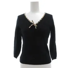 バーバリーブルーレーベル BURBERRY BLUE LABEL ニット セーター M ノバチェック 長袖 ウール 黒 ブラック /AE ■GY06