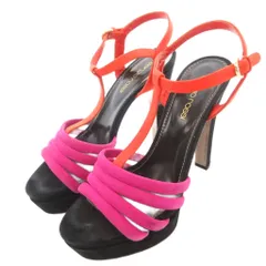 セルジオロッシ Sergio rossi サンダル シューズ スエードストラップ 37 紫 パープル オレンジ 黒 ブラック /YJ ■GY06