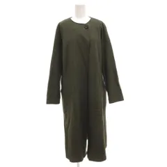 23区 オンワード樫山 ノーカラーコート ロング メルトン 38 カーキ /JS ■GY61