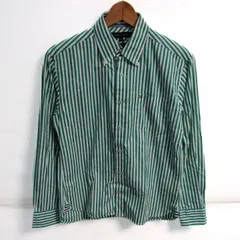 トミーヒルフィガー 長袖シャツ トップス ストライプ柄 カスタムフィット メンズ Sサイズ 緑×白 TOMMY HILFIGER 【中古】
