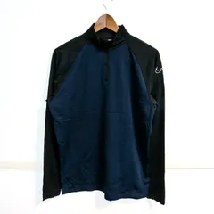 ナイキ ジャージ ジャケット アウター ハーフジップ 裏起毛 スポーツウエア メンズ Mサイズ 黒×紺 NIKE 【中古】