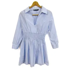 ザラ 長袖シャツ トップス チュニック ワンピース レディース Mサイズ 水色 ZARA 【中古】