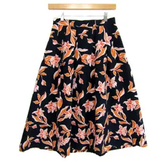 エージーバイアクアガール ロングスカート ボトムス フレア 花柄 レディース 38サイズ 紺×オレンジ AG by aquagirl 【中古】